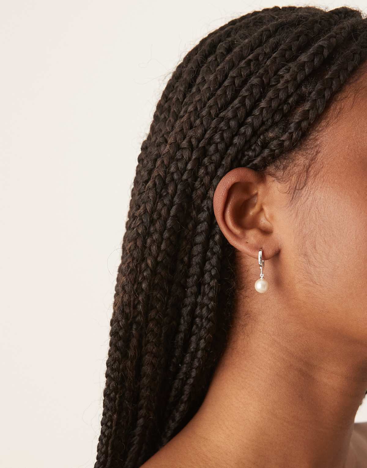 Orelia pearl drop huggie hoop earrings in sterling silver plated