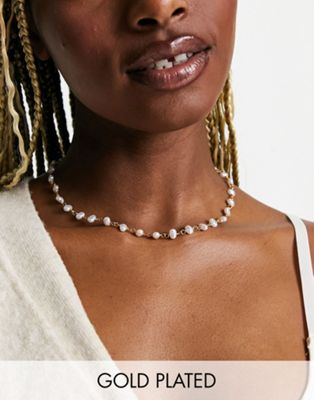 Orelia pearl link chain necklace in gold plate | ASOS
