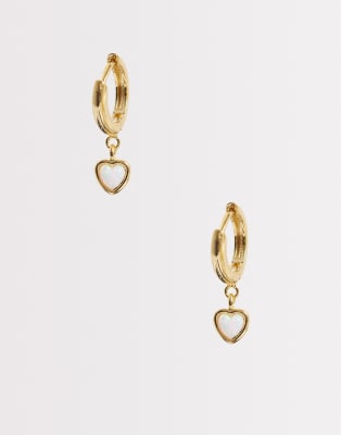 Orelia - Petites créoles en plaqué or 18 carats à pendentif à perle-Doré