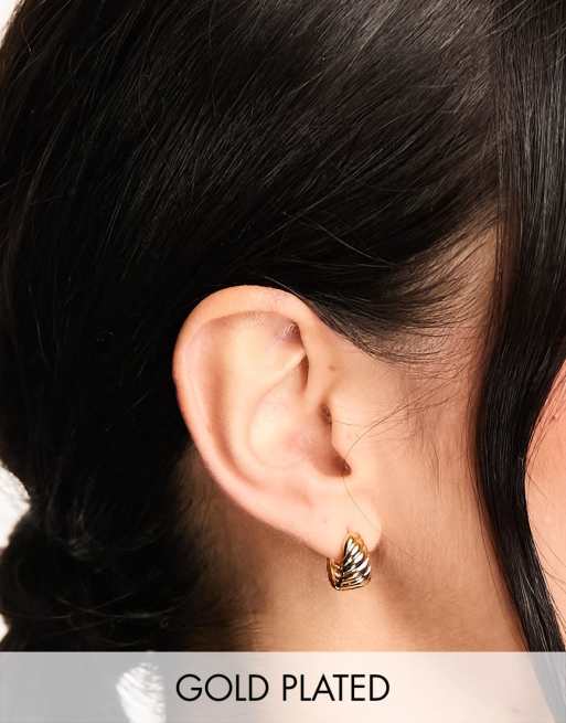 Orelia - Petites créoles larges torsadées en plaqué or 18 carats 