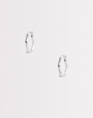 Orelia - Petites créoles ovales à vagues en plaqué argent 925-Argenté