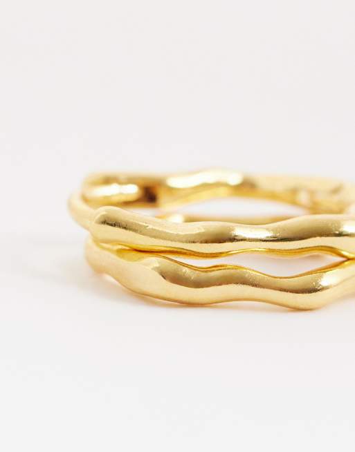 Orelia - Petites créoles ovales à vagues en plaqué or 18 carats, 3 de 4