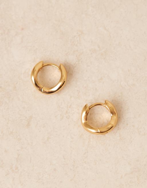 Orelia - Petites créoles rondes effet vague en plaqué or 18 carats, 2 de 3