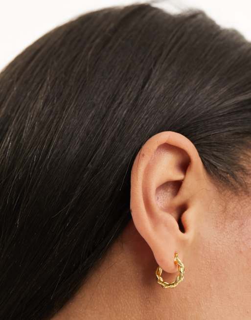 Orelia - Petites créoles texturées effet torsadé en plaqué or 18 carats