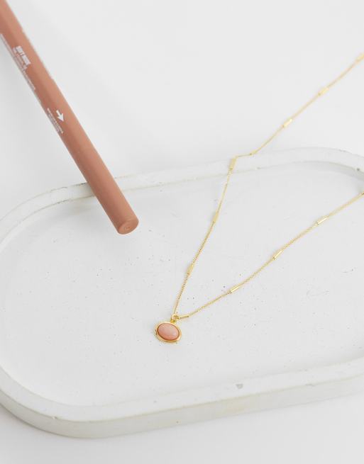 Orelia pink jade charm necklace in 18k gold plated, 3 of 4