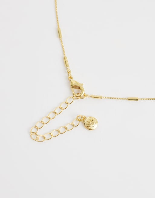 Orelia pink jade charm necklace in 18k gold plated, 4 of 4