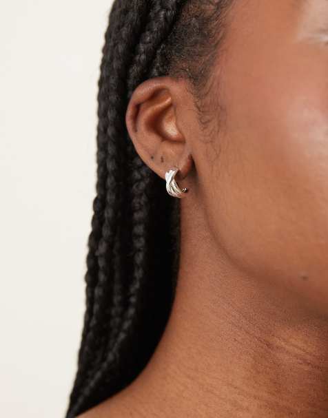Orelia – Polerade, skruvade creoler i sterlingsilver - view 1