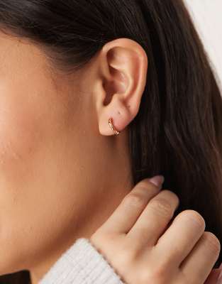 Orelia Orelia polished molten micro hoop earrings in 18k gold plated