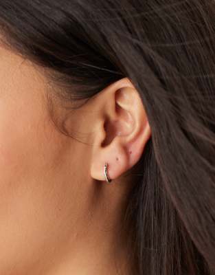 Orelia Orelia polished molten micro hoop earrings in sterling silver plated