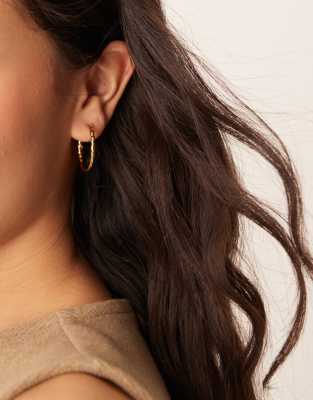 Orelia Orelia polished molten oval mid size hoop earrings in 18k gold plated
