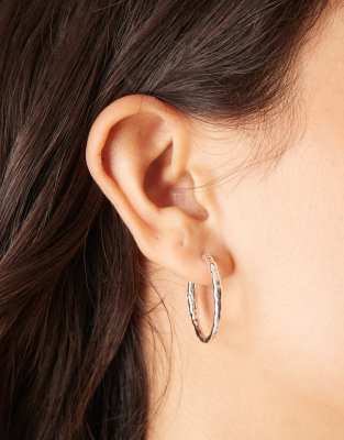 Orelia Orelia polished molten oval mid size hoop earrings in sterling silver plated