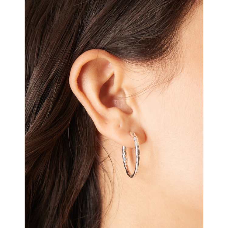 Orelia polished molten oval mid size hoop earrings in