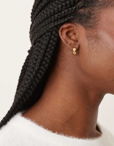 Orelia polished twist hoop in 18k gold plated - view 1