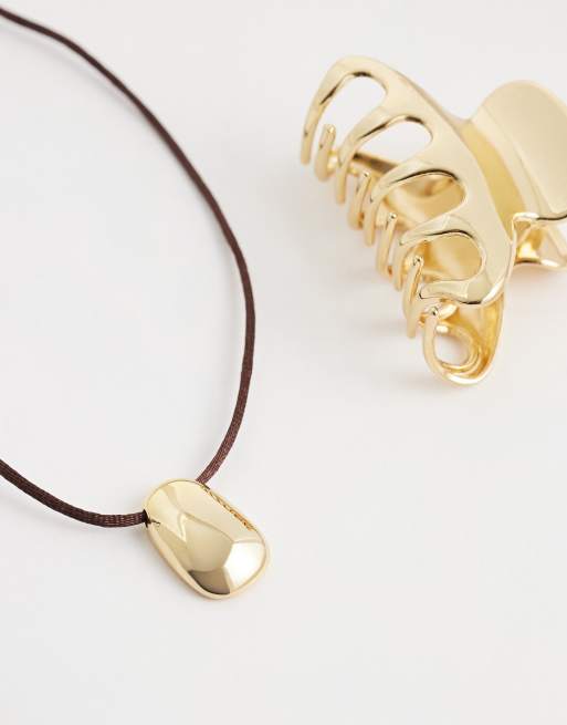 Orelia – Rephalsband med avsmalnande metalldetalj i 18k guldplätering, 2 av 4