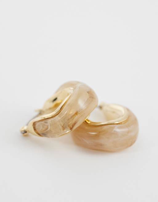 Orelia resin molten detail hoops in 18k gold plated, 3 of 4