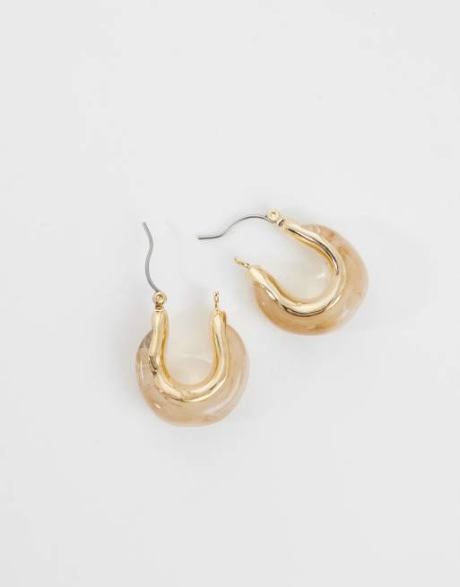 Orelia resin molten detail hoops in 18k gold plated, 4 of 4