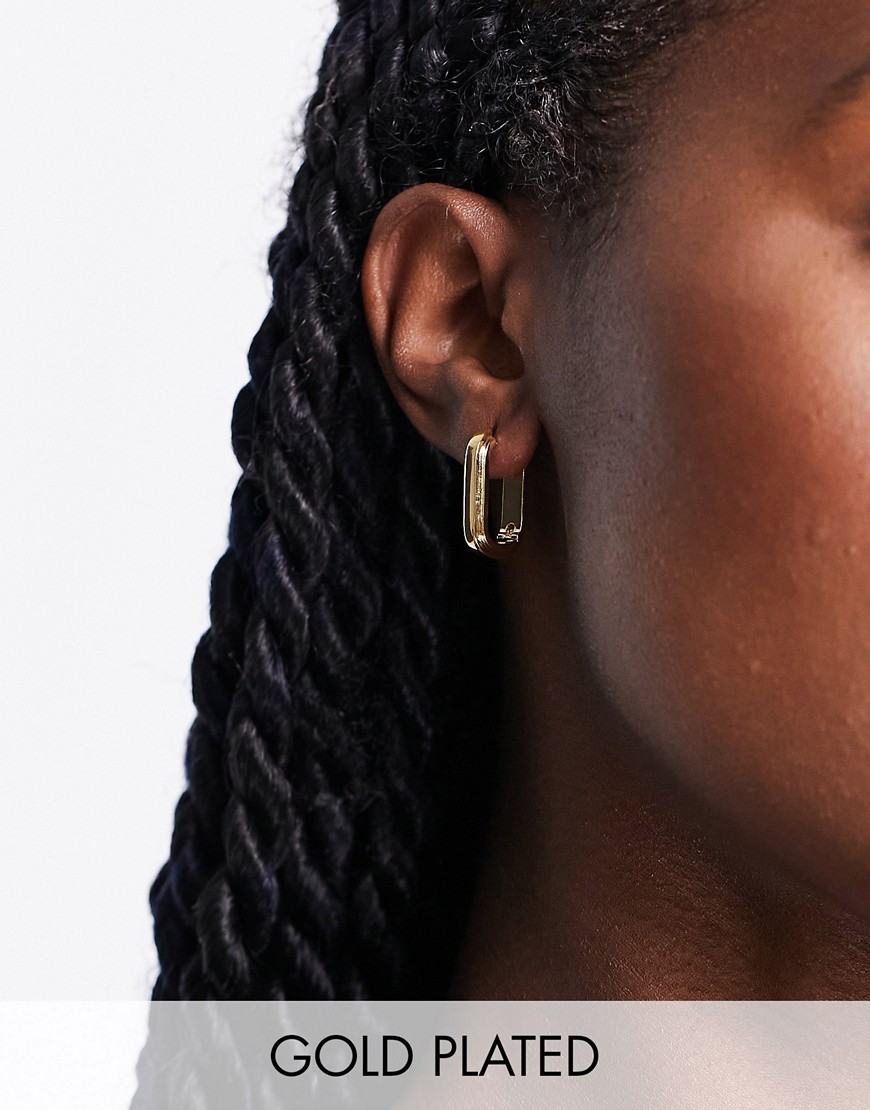 Orelia ridge oval hoop earrings in gold plate