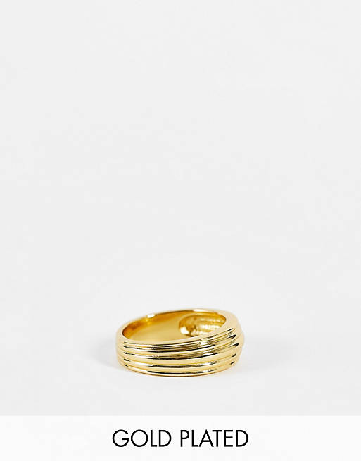 Orelia ridged ring in gold plate