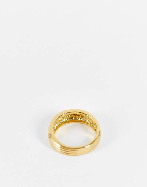 Orelia ridged ring in gold plate, 2 of 4
