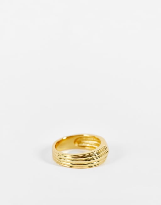 Orelia ridged ring in gold plate, 4 of 4