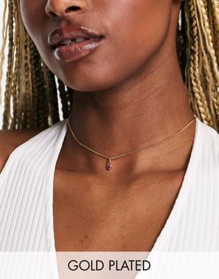 Orelia rope chain necklace with Swarovski navette crystal in gold plate