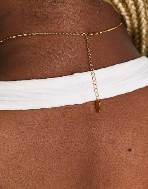  Orelia rope chain necklace with Swarovski navette crystal in gold plate, 3 of 4