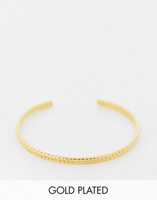 Orelia rope detail slim cuff bracelet in gold plate