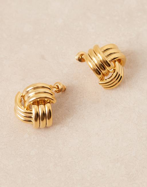 Orelia – Sammanlänkade stiftörhängen med 18K guldplätering i statement- och vintagestil, 2 av 3