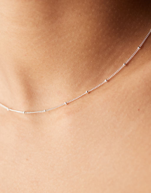 Orelia satellite chain necklace in sterling silver plated, 2 of 3