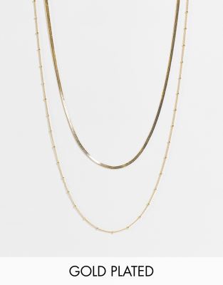 Orelia - Satellite - Collier chaîne plat multi-rangs en plaqué or 18 carats - Doré