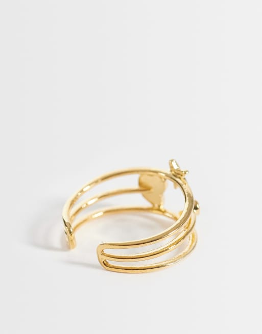 Orelia seaside open caged adjustable ring in 18k gold plated, 3 of 3