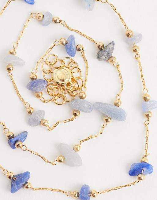 Orelia semi precious chip stationed necklace in 18k gold plated, 3 of 4