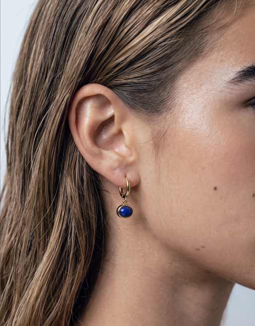 Orelia semi precious lapis drop earrings in 18k gold plated, 5 of 5