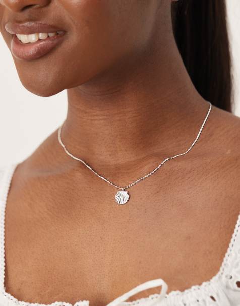 Orelia shell charm necklace in sterling silver - view 1