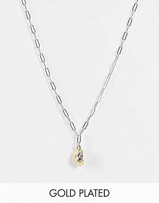 Orelia shell pendant chain necklace in gold and silver plate mix