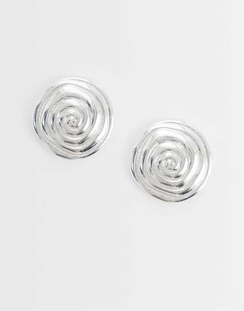 Orelia – Silverpläterade, spiralformade stiftörhängen i statementstil - view 1