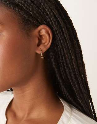 Orelia Orelia starburst pave huggie hoop earrings in 18k gold plated