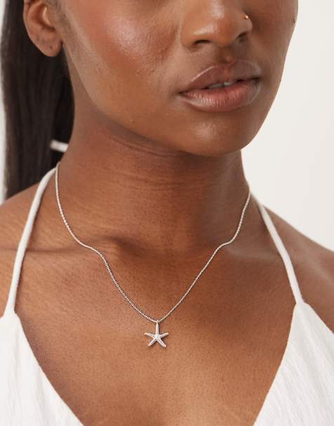 Orelia starfish charm necklace  in sterling silver - view 1