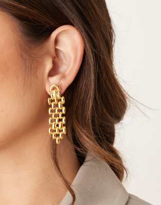 Orelia Orelia statement chain drop earrings in 18k gold plated
