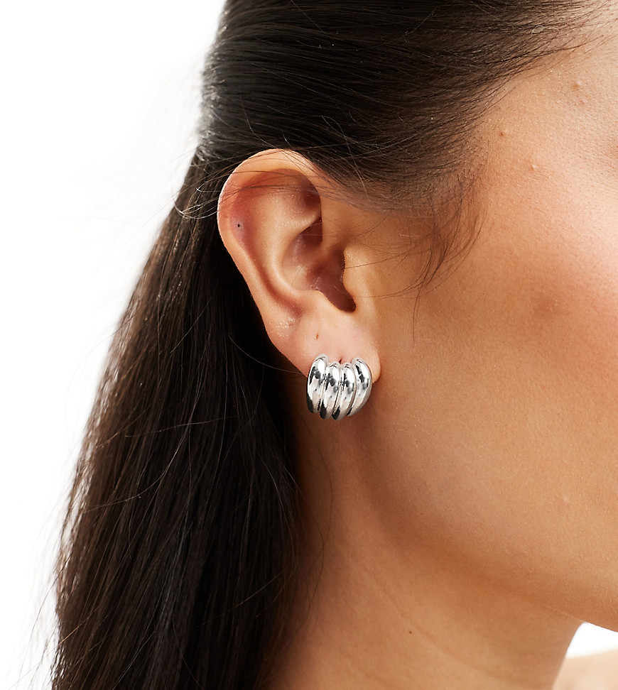 Orelia statement domed claw earring in sterling silver