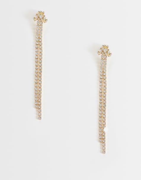 Orelia statement knot & cupchain drop earrings in 18k gold plated - view 1