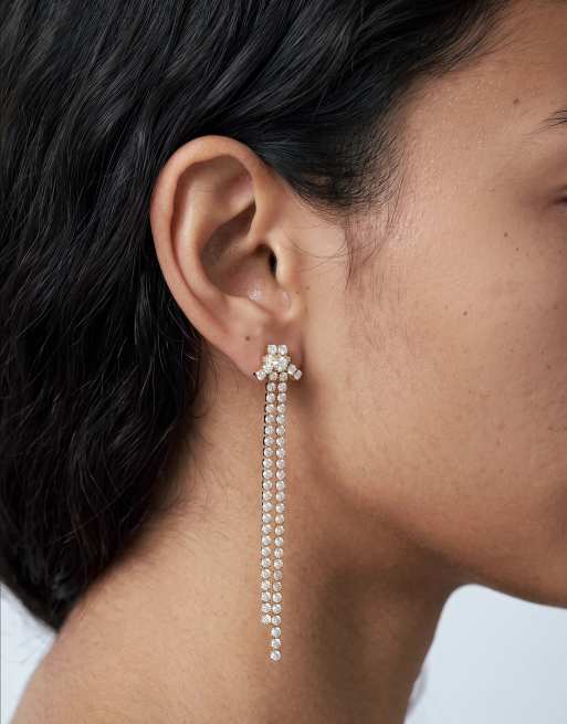 Orelia statement knot & cupchain drop earrings in 18k gold plated, 2 of 5
