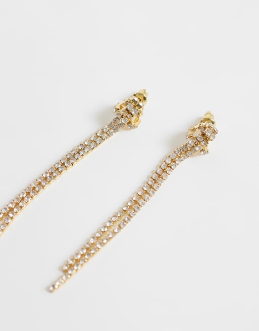 Orelia statement knot & cupchain drop earrings in 18k gold plated, 3 of 5