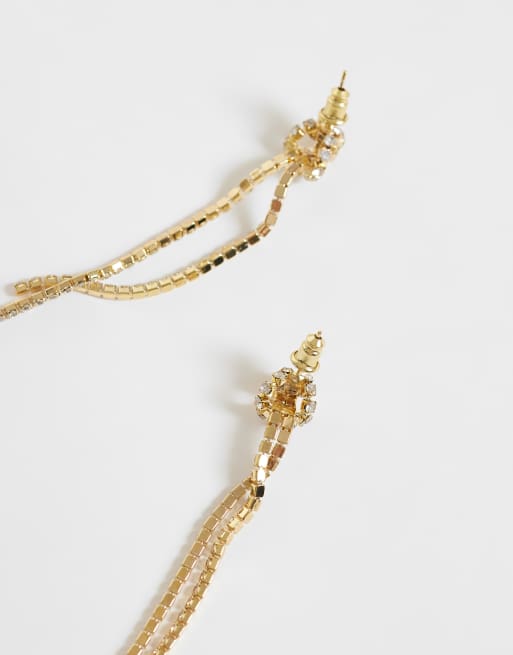 Orelia statement knot & cupchain drop earrings in 18k gold plated, 4 of 5