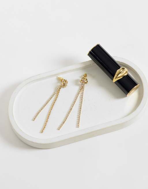 Orelia statement knot & cupchain drop earrings in 18k gold plated, 5 of 5