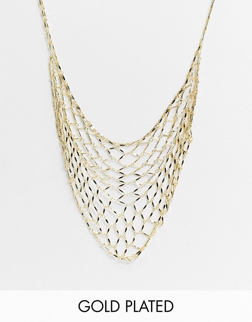 Orelia statement mesh necklace in gold plate