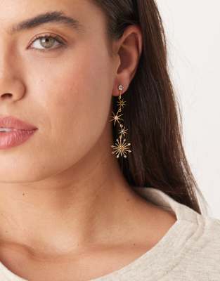 Orelia Orelia statement mixed starburst drop earrings in 18k gold plated