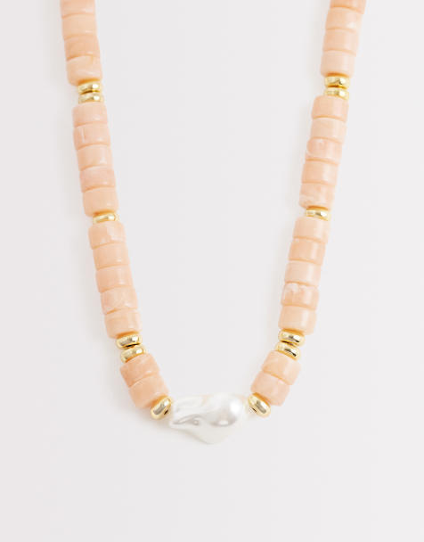 Orelia statement pearl and bead necklace - view 1