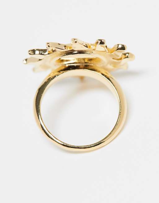 Orelia - Statement-ring med sol-design i lys guldbelægning, 2 af 4