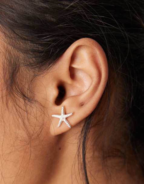 Orelia statement starfish stud earrings in sterling silver - view 1